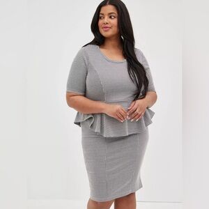 Torrid Peplum Dress Double Knit Houndstooth Plaid Cocktail Party Plus Size 2X